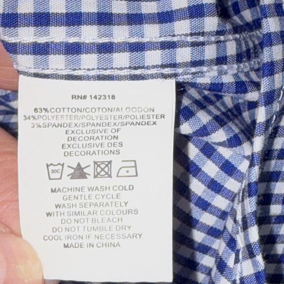 Nick Graham Dress Shirt Stretch Modern Fit Blue Plaid w/Tie 16 16 1/2 32-33 Lg - Picture 9 of 10